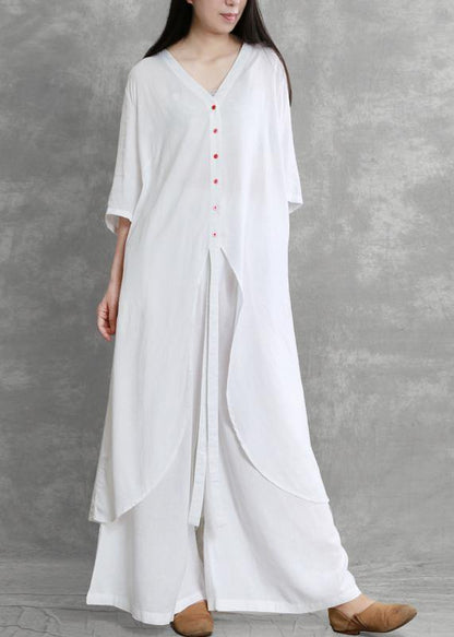 Summer Suit White Was Thin Two-piece Literary Goddess Shirt