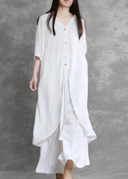 Summer Suit White Was Thin Two-piece Literary Goddess Shirt