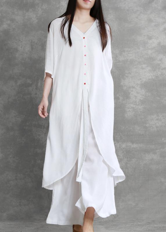 Summer Suit White Was Thin Two-piece Literary Goddess Shirt