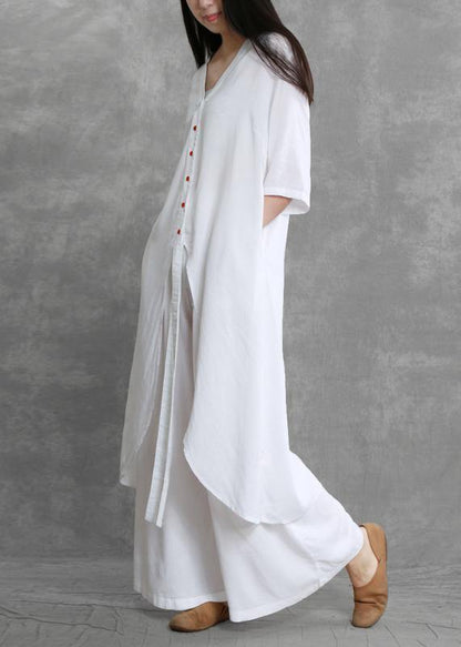 Summer Suit White Was Thin Two-piece Literary Goddess Shirt