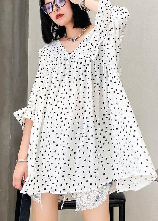 Temperament White Dot Chiffon Shirt