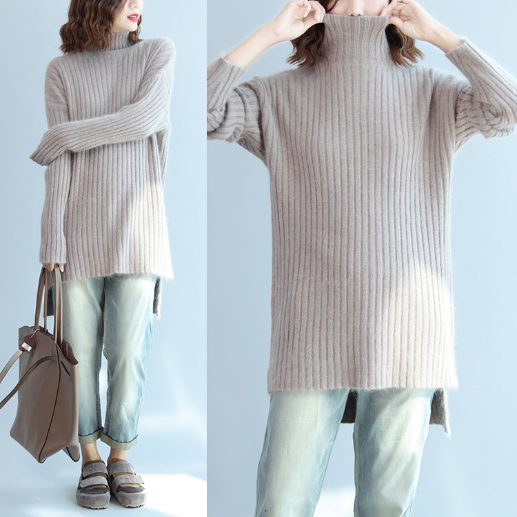 Thick Warm Woolen High Neck Sweater Loose Fit Long Sleeve Knitted Sweaters