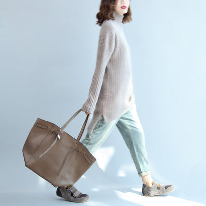 Thick Warm Woolen High Neck Sweater Loose Fit Long Sleeve Knitted Sweaters