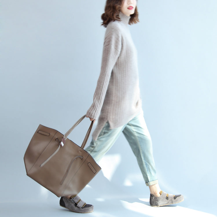 Thick Warm Woolen High Neck Sweater Loose Fit Long Sleeve Knitted Sweaters
