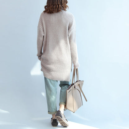 Thick Warm Woolen High Neck Sweater Loose Fit Long Sleeve Knitted Sweaters