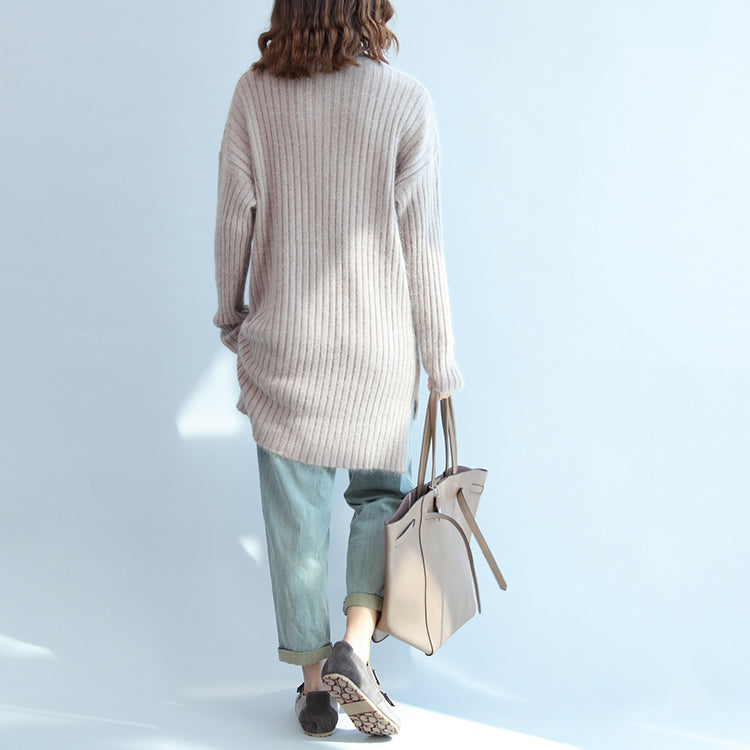 Thick Warm Woolen High Neck Sweater Loose Fit Long Sleeve Knitted Sweaters