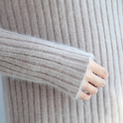 Thick Warm Woolen High Neck Sweater Loose Fit Long Sleeve Knitted Sweaters