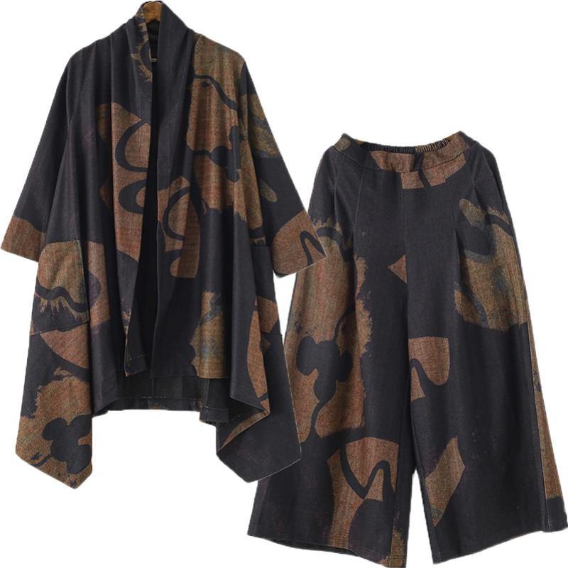 Thin Woolen Material Suit Winter Large Size Loose and Thin Temperament Long Wide-leg Pants