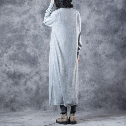 Black and Gray High Neck Maxi Sweater Dresses for