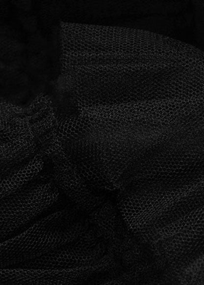 Black Patchwork Tulle Skirt Spring