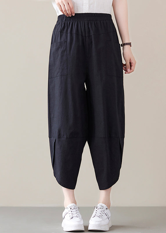 Black Elastic Waist Pants Spring