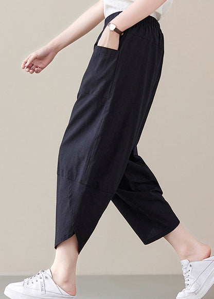 Black Elastic Waist Pants Spring