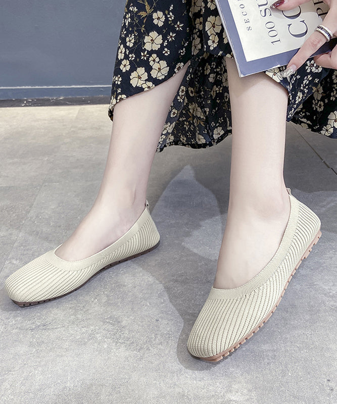 Yellow Knit Cotton Fabric Flat Feet Shoes for