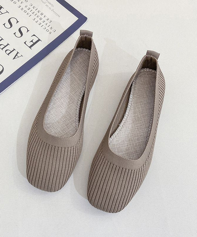 Yellow Knit Cotton Fabric Flat Feet Shoes for