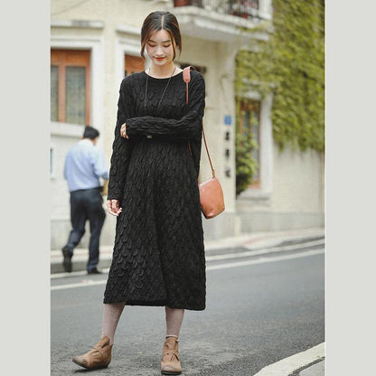 Fine Black and Blue Loose Thicken Sweater Dresses for