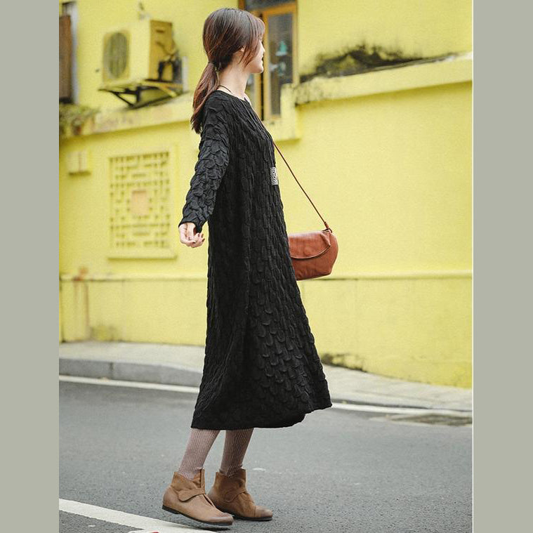 Fine Black and Blue Loose Thicken Sweater Dresses for