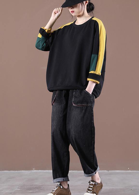 Trendy Black Casual Pullover Streetwear