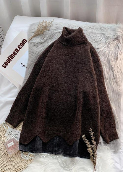 Turtleneck Sweater Autumn and Winter Loose Beige Net Red Thick Top