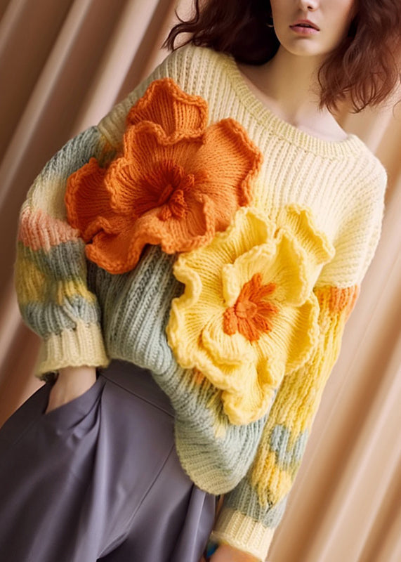 Unique Apricot Cozy Cotton Knit Sweaters Long Sleeve