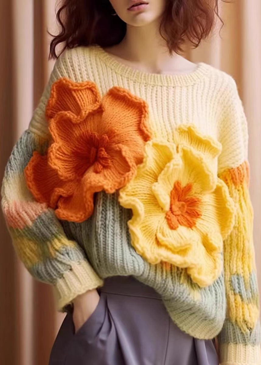 Unique Apricot Cozy Cotton Knit Sweaters Long Sleeve