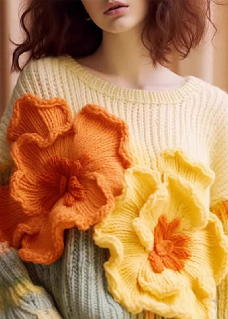 Unique Apricot Cozy Cotton Knit Sweaters Long Sleeve