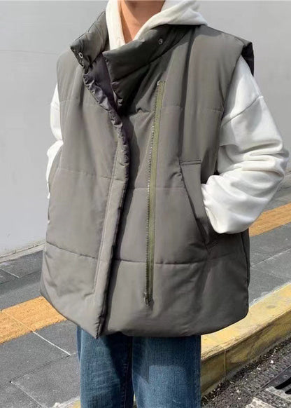 Unique Army Green Oversized Fine Cotton Filled Vest Clothing Winter