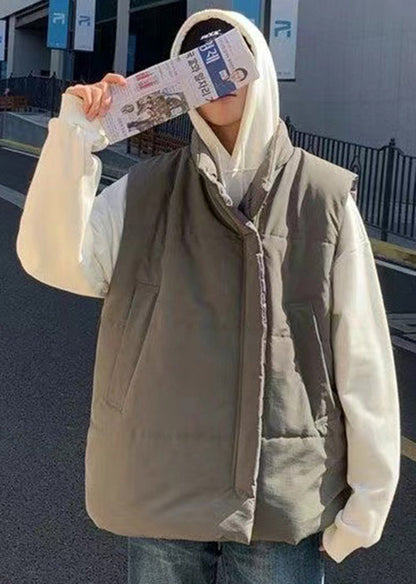 Unique Army Green Oversized Fine Cotton Filled Vest Clothing Winter