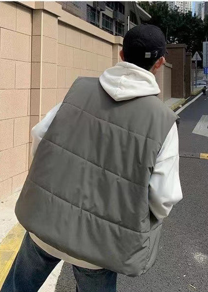 Unique Army Green Oversized Fine Cotton Filled Vest Clothing Winter