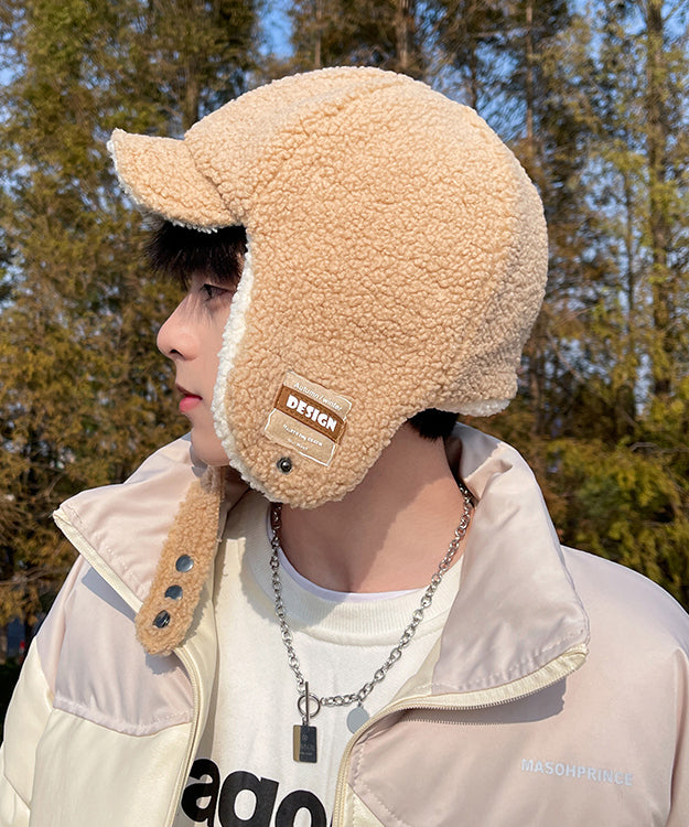 Unique Beige Thick Warmfleece Wool Lined Bonnie Hat
