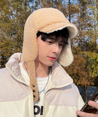 Unique Beige Thick Warmfleece Wool Lined Bonnie Hat
