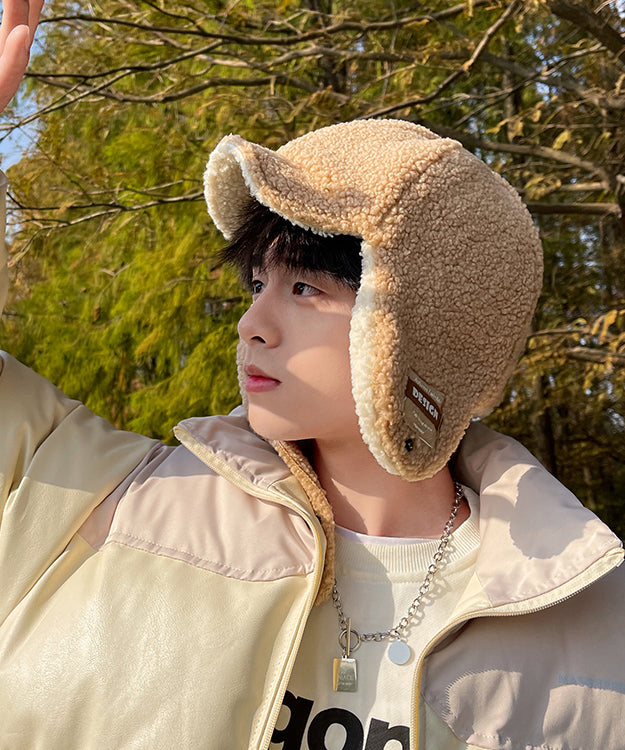 Unique Beige Thick Warmfleece Wool Lined Bonnie Hat