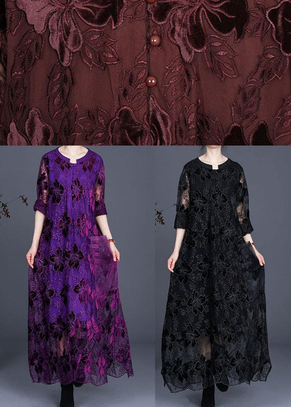 Unique Black Lace Dress Caftans Gown