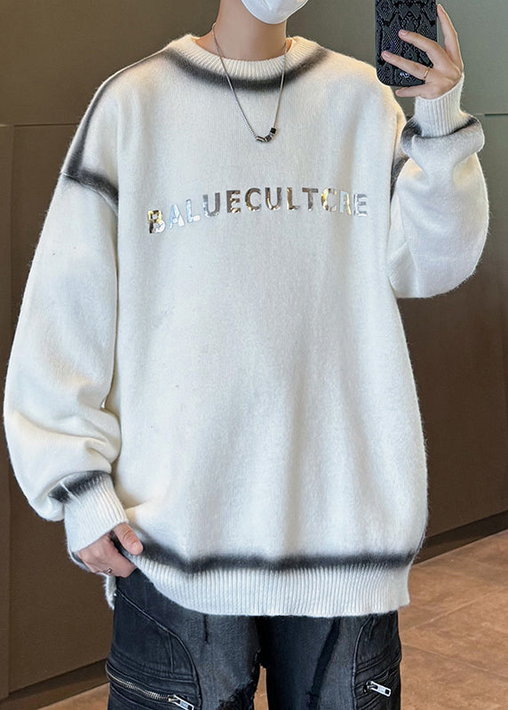Unique Black Gradient O Neck Thick Knit Sweaters Apparel Winter