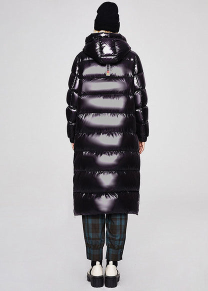 Unique Black Hooded Color Duck Down Puffer Jacket Winter