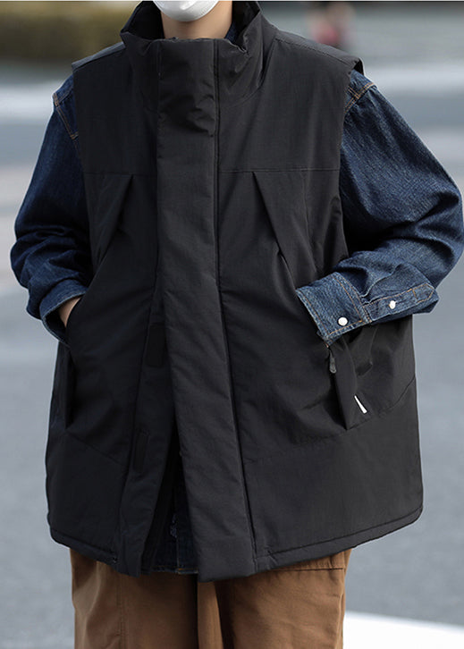 Unique Black Oversized Fine Cotton Filled Vests Winter