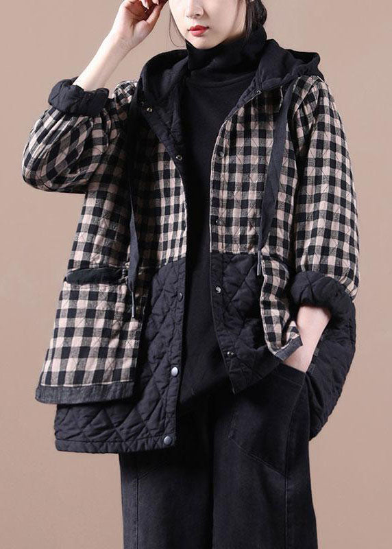 Red Plaid Patchwork Winter Parkas