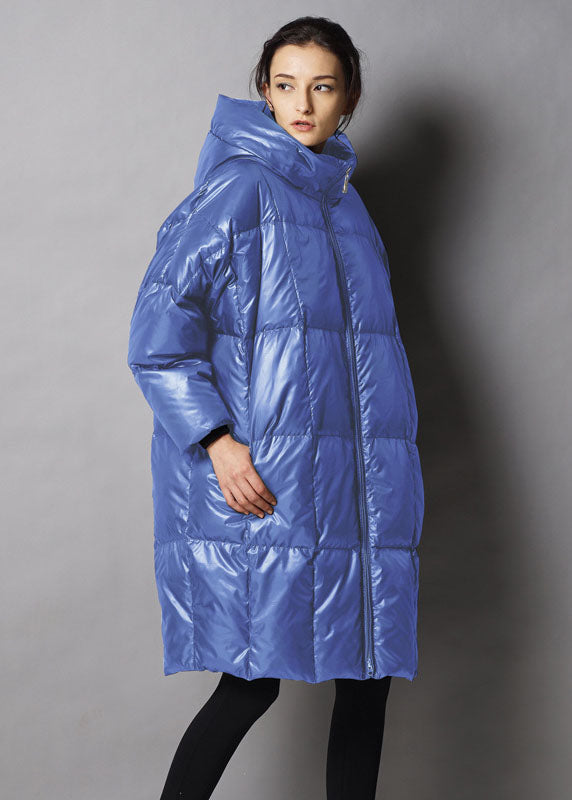 Unique Black Hooded Zippered Winter Duck Down Thick Down Coat