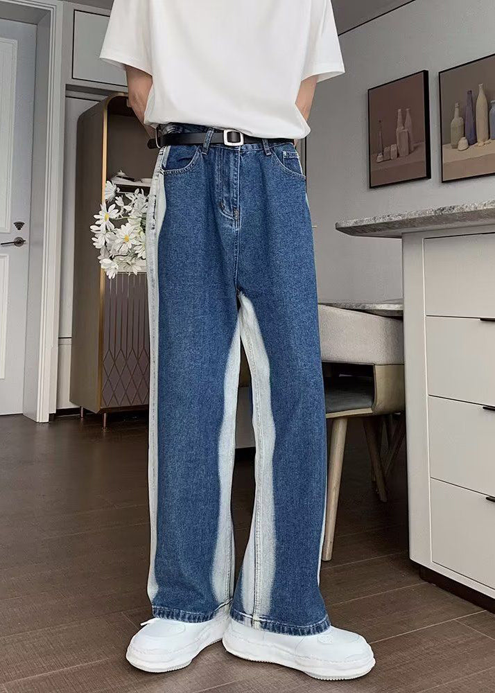 Unique Blue Pockets Denim Pants Clothing Fall