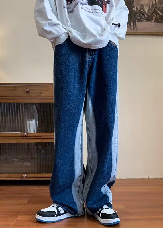 Unique Blue Pockets Denim Pants Clothing Fall