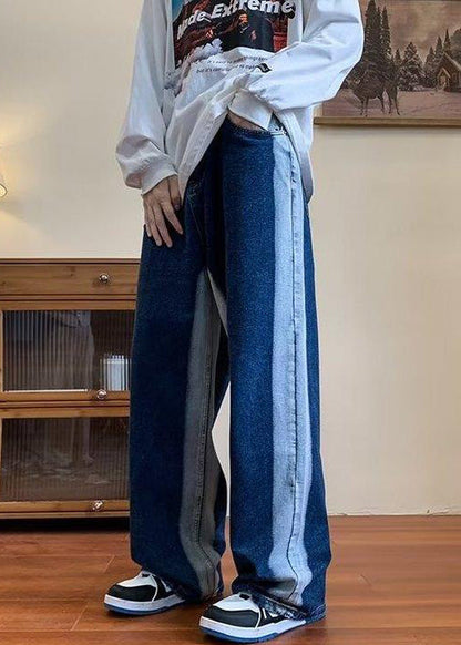 Unique Blue Pockets Denim Pants Clothing Fall