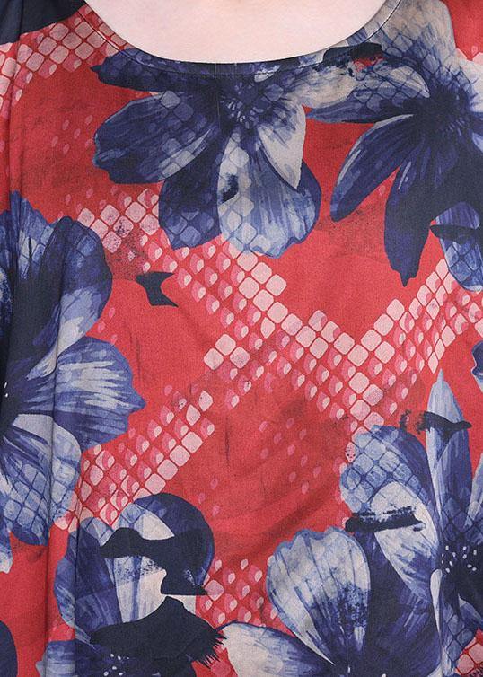 Unique Blue Print Low High Design Silk Wide Leg Two Pieces Set