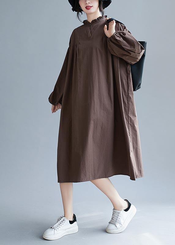 Unique Chocolate Clothes Ruffled Baggy Robes Dress