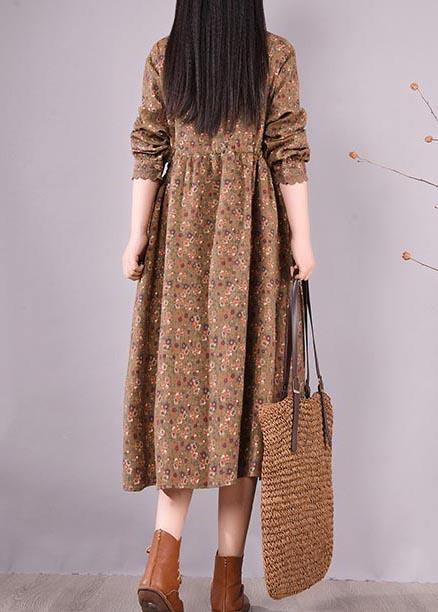 Unique Chocolate Print Wardrobes O Neck Patchwork Maxi Spring Dress