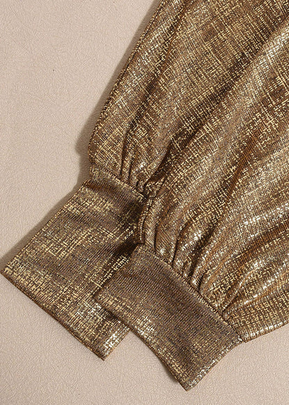 Unique Gold Asymmetrical Tunic Mid Dress Fall