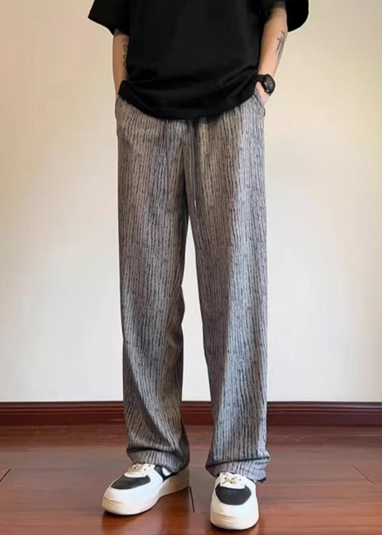 Unique Grey Oversized Print Cotton Pants Clothing Spring