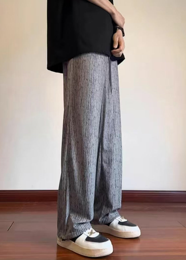 Unique Grey Oversized Print Cotton Pants Clothing Spring