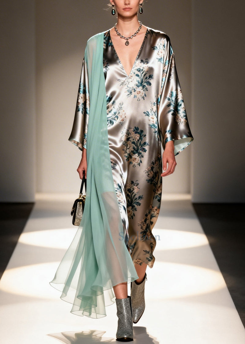 Unique Grey Print Patchwork Tulle Vacation Dresses Spring