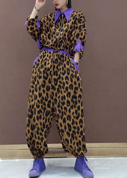 Unique Leopard Fall Spring Jumpsuit Pants