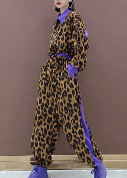 Unique Leopard Fall Spring Jumpsuit Pants