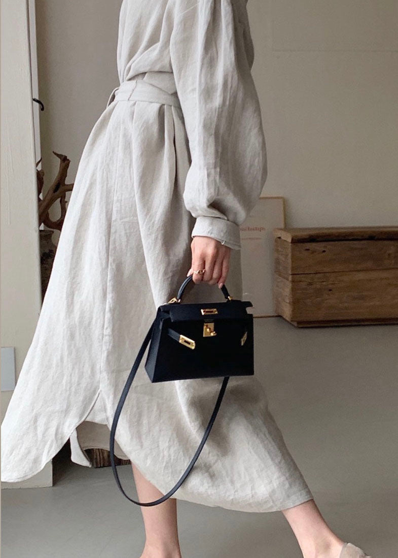 Unique Light Grey Peter Pan Collar Side Open Shirts Dress Spring